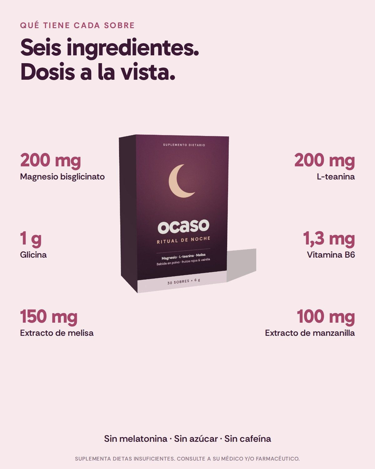 Qué tiene: seis ingredientes con su dosis